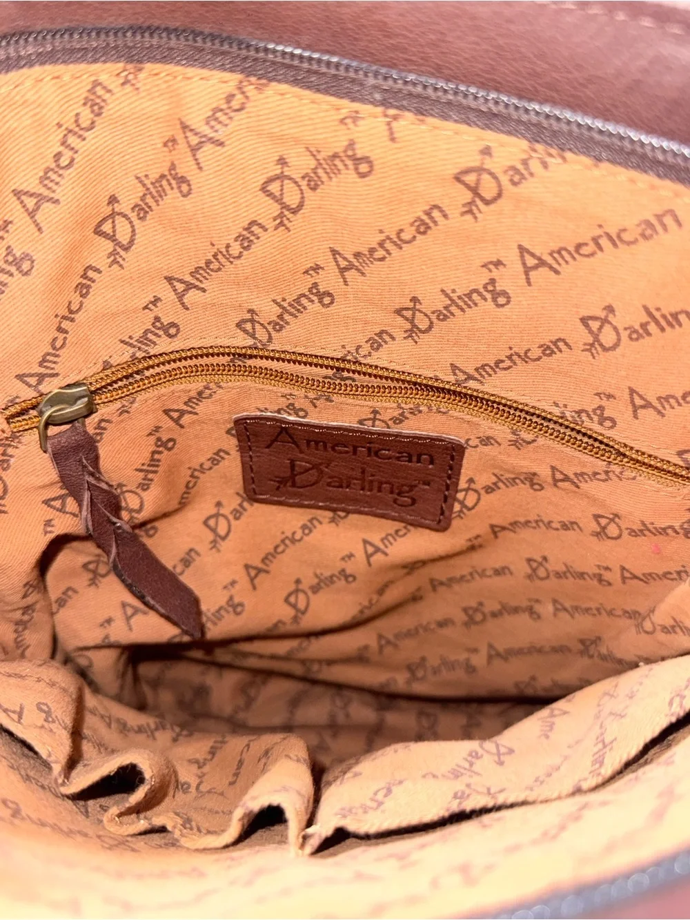 American Darling White Haircalf Crossbody with Brown Hand-Tooled Leather Fringe
